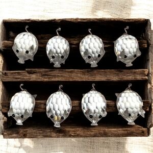 SWAROVSKI Retired Vintage Silver Crystal Minature Pigs #7657 Set of 8